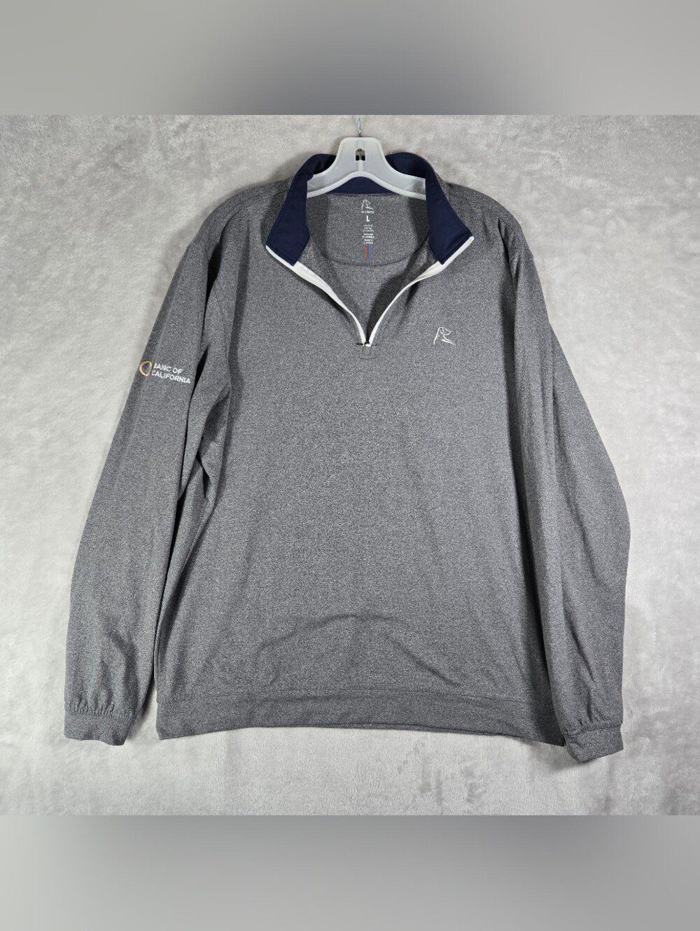 Rhoback Quarter Zip Pullover Mens Size L Large Grey Golf Long Sleeve Patch